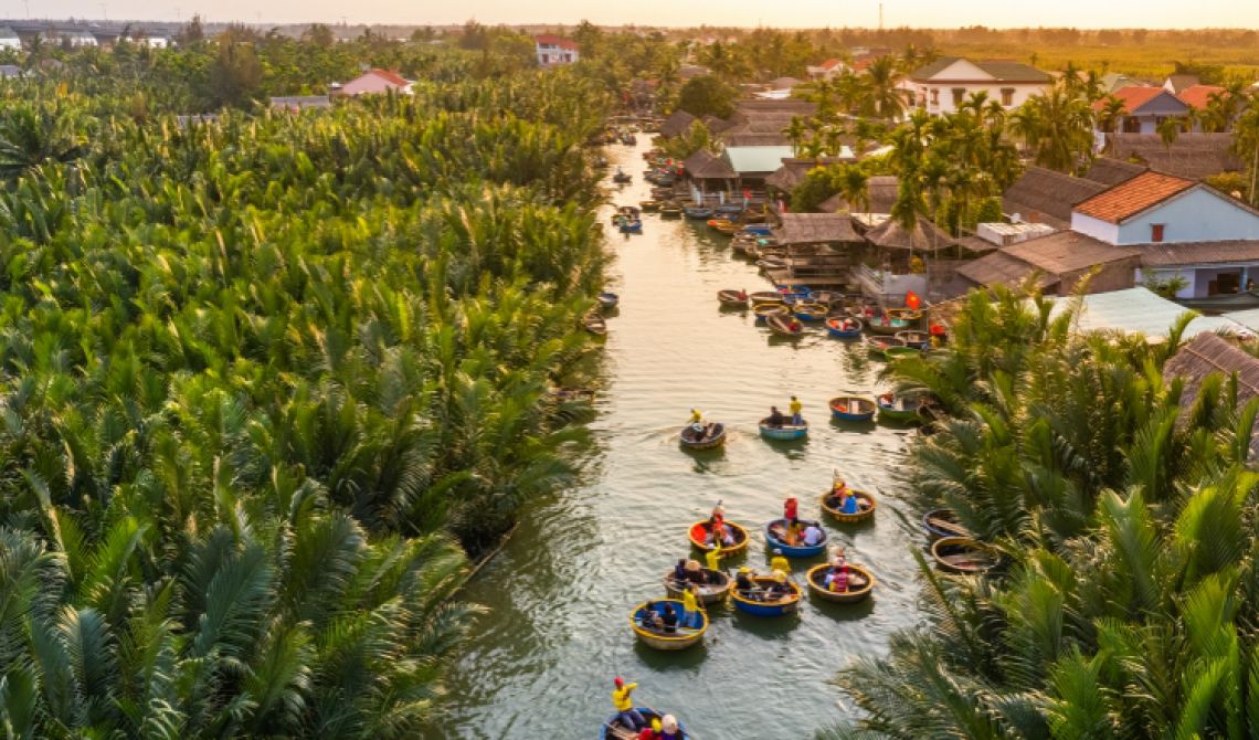 Coconut basket boat in Hoi An